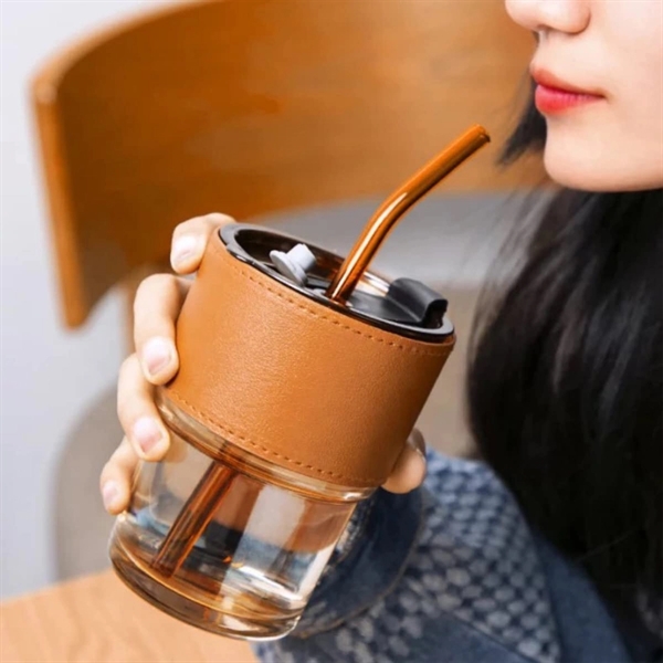 Nordic Leatherette Cover Glass - 15.2 oz w/Lid & Straw - Nordic Leatherette Cover Glass - 15.2 oz w/Lid & Straw - Image 4 of 4