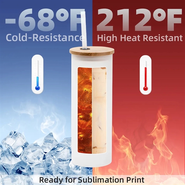Gradient Frosted Glass Tumbler w/Straw & Bamboo Lid - Gradient Frosted Glass Tumbler w/Straw & Bamboo Lid - Image 9 of 11