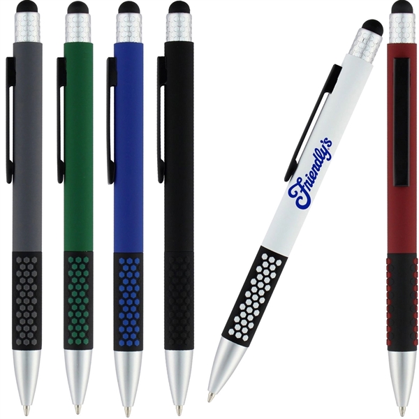 Click Honey Comb Soft Touch Rubber Metal Pen - Click Honey Comb Soft Touch Rubber Metal Pen - Image 0 of 6