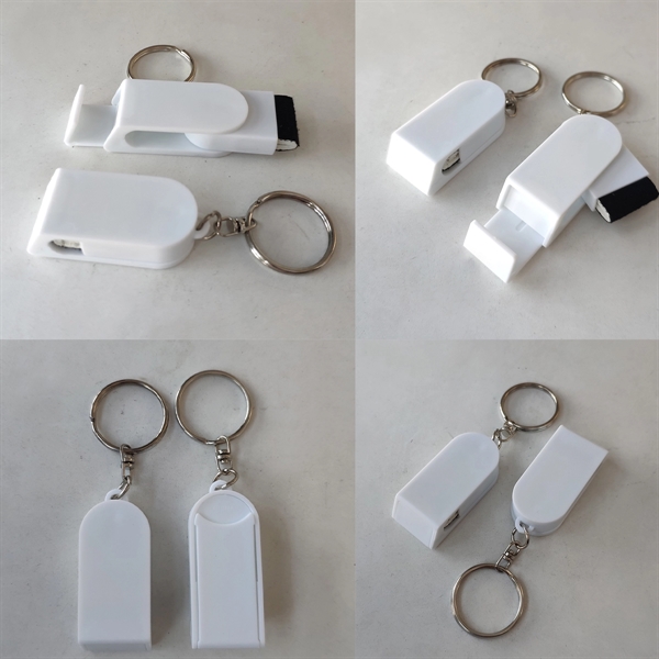 2-In-1 Practical Screen Cleaner and Phone Stand Keychain - 2-In-1 Practical Screen Cleaner and Phone Stand Keychain - Image 1 of 1