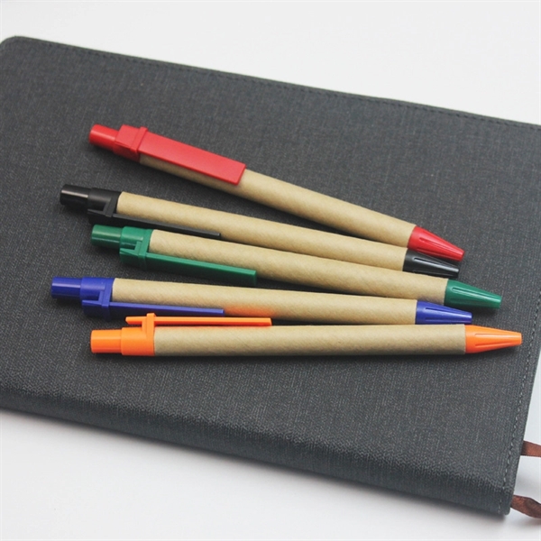 Eco Friendly Kraft Paper Click Ballpoint Rollerball Pens - Eco Friendly Kraft Paper Click Ballpoint Rollerball Pens - Image 3 of 4
