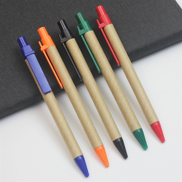 Eco Friendly Kraft Paper Click Ballpoint Rollerball Pens - Eco Friendly Kraft Paper Click Ballpoint Rollerball Pens - Image 4 of 4