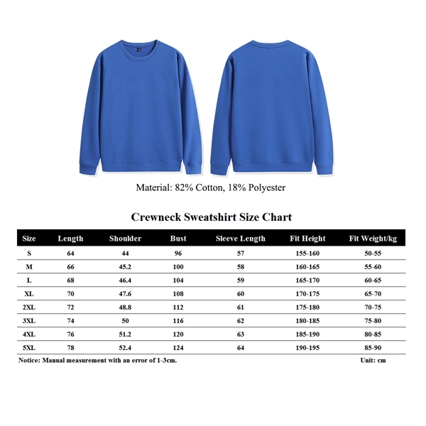 MOQ10 High Quality Unisex Crewneck Sweatshirt
