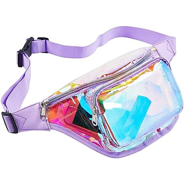 Clear PVC Iridescence Waist Bag Stadium Approved Fanny Pack - Clear PVC Iridescence Waist Bag Stadium Approved Fanny Pack - Image 3 of 5