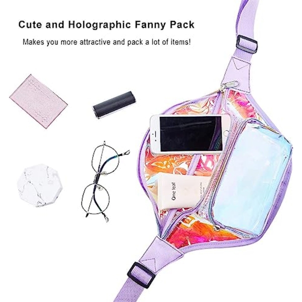 Clear PVC Iridescence Waist Bag Stadium Approved Fanny Pack - Clear PVC Iridescence Waist Bag Stadium Approved Fanny Pack - Image 4 of 5