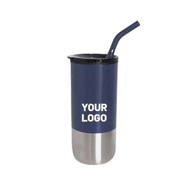 Vacuum Stainless Steel Tumbler with Straw, 18 oz. - Vacuum Stainless Steel Tumbler with Straw, 18 oz. - Image 12 of 13