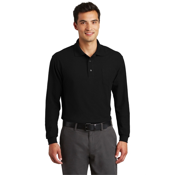 Port Authority Long Sleeve Silk Touch Polo with Pocket. - Port Authority Long Sleeve Silk Touch Polo with Pocket. - Image 14 of 15