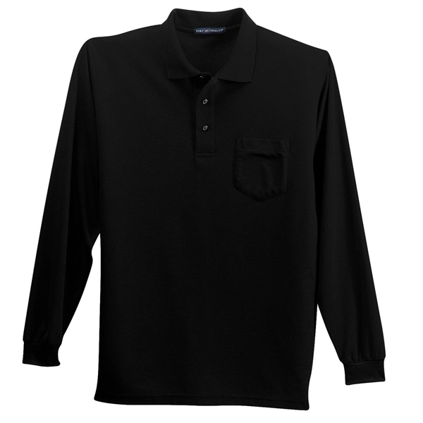 Port Authority Long Sleeve Silk Touch Polo with Pocket. - Port Authority Long Sleeve Silk Touch Polo with Pocket. - Image 2 of 15