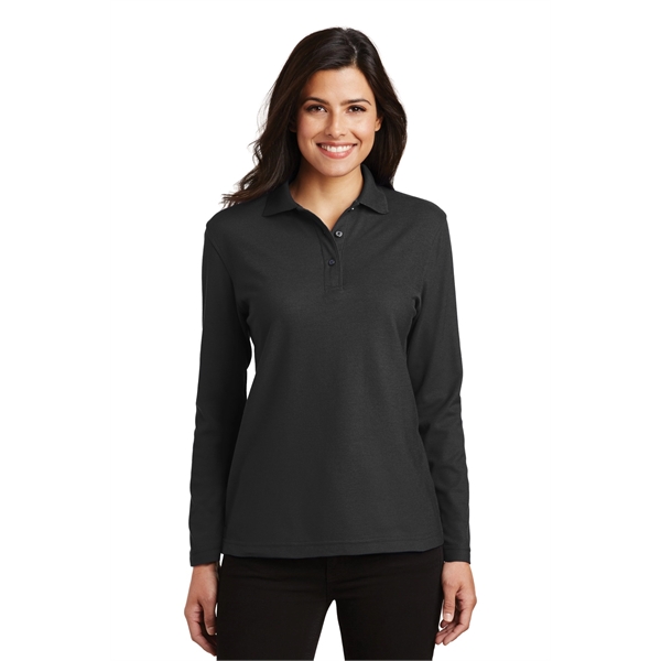 Port Authority Women's Silk Touch Long Sleeve Polo. - Port Authority Women's Silk Touch Long Sleeve Polo. - Image 17 of 45