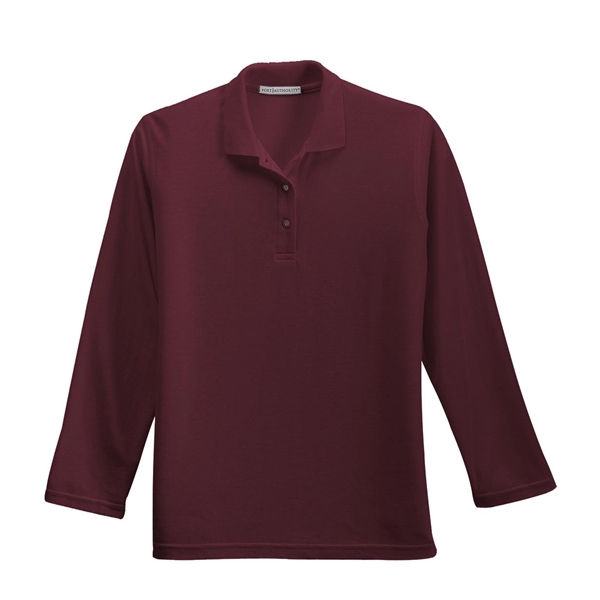 Port Authority Women's Silk Touch Long Sleeve Polo. - Port Authority Women's Silk Touch Long Sleeve Polo. - Image 6 of 45