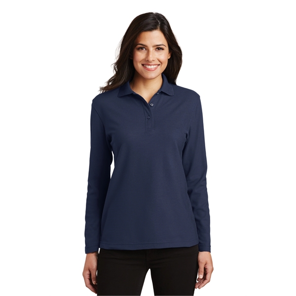 Port Authority Women's Silk Touch Long Sleeve Polo. - Port Authority Women's Silk Touch Long Sleeve Polo. - Image 19 of 45