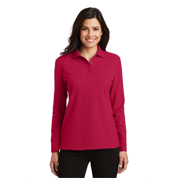 Port Authority Women's Silk Touch Long Sleeve Polo. - Port Authority Women's Silk Touch Long Sleeve Polo. - Image 21 of 45