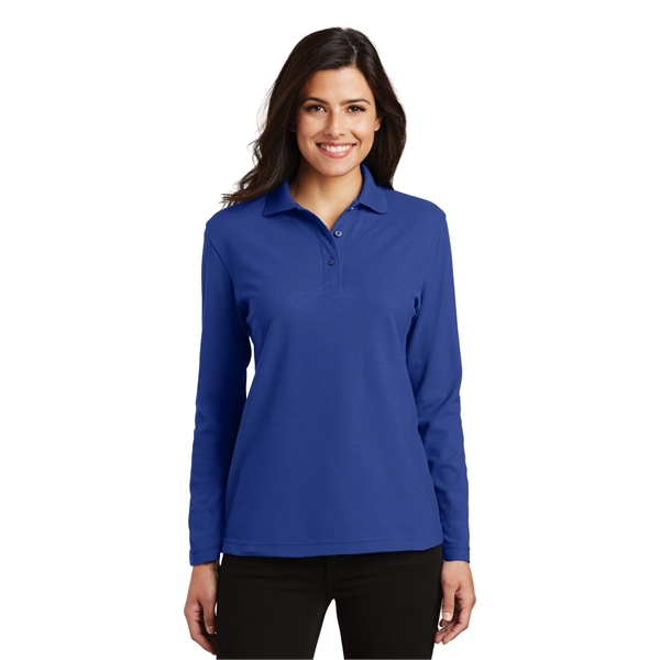 Port Authority Women's Silk Touch Long Sleeve Polo. - Port Authority Women's Silk Touch Long Sleeve Polo. - Image 23 of 45