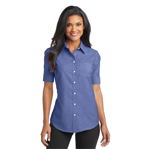 Port Authority Women's Short Sleeve SuperPro Oxford Shirt. - Port Authority Women's Short Sleeve SuperPro Oxford Shirt. - Image 16 of 20