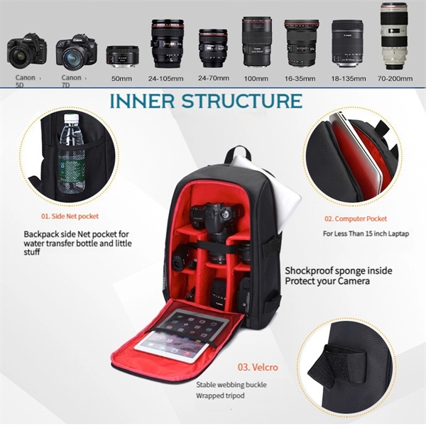 Large Camera Backpack with Tripod Strap - Large Camera Backpack with Tripod Strap - Image 1 of 4