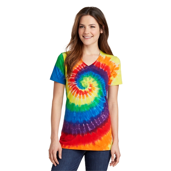 Port & Company Women's Tie-Dye V-Neck Tee. - Port & Company Women's Tie-Dye V-Neck Tee. - Image 38 of 47