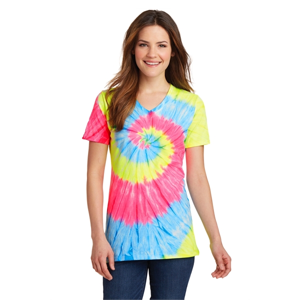 Port & Company Women's Tie-Dye V-Neck Tee. - Port & Company Women's Tie-Dye V-Neck Tee. - Image 40 of 47