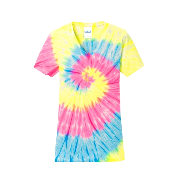 Port & Company Women's Tie-Dye V-Neck Tee. - Port & Company Women's Tie-Dye V-Neck Tee. - Image 37 of 47