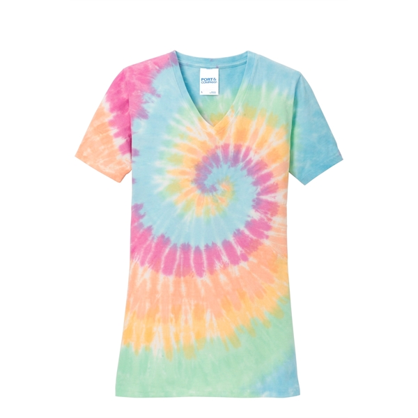 Port & Company Women's Tie-Dye V-Neck Tee. - Port & Company Women's Tie-Dye V-Neck Tee. - Image 43 of 47