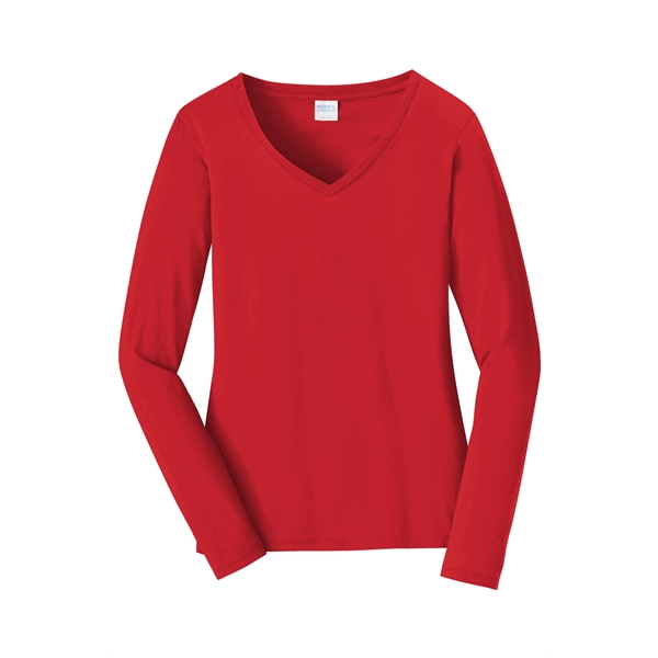 Port & Company Women's Long Sleeve Fan Favorite V-Neck Tee. - Port & Company Women's Long Sleeve Fan Favorite V-Neck Tee. - Image 10 of 63