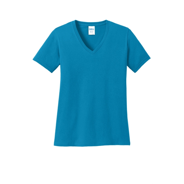 Port & Company Women's Core Cotton V-Neck Tee. - Port & Company Women's Core Cotton V-Neck Tee. - Image 36 of 135