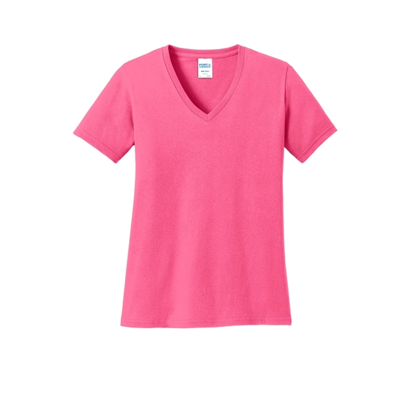 Port & Company Women's Core Cotton V-Neck Tee. - Port & Company Women's Core Cotton V-Neck Tee. - Image 46 of 135