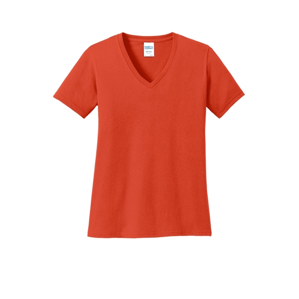 Port & Company Women's Core Cotton V-Neck Tee. - Port & Company Women's Core Cotton V-Neck Tee. - Image 53 of 135