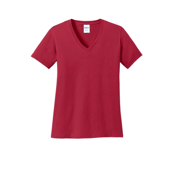 Port & Company Women's Core Cotton V-Neck Tee. - Port & Company Women's Core Cotton V-Neck Tee. - Image 57 of 135