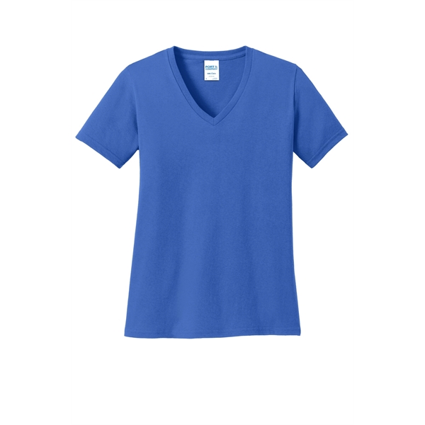 Port & Company Women's Core Cotton V-Neck Tee. - Port & Company Women's Core Cotton V-Neck Tee. - Image 61 of 135