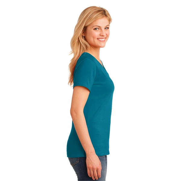 Port & Company Women's Core Cotton V-Neck Tee. - Port & Company Women's Core Cotton V-Neck Tee. - Image 68 of 135