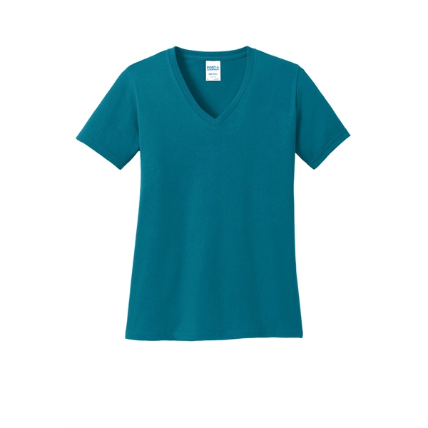 Port & Company Women's Core Cotton V-Neck Tee. - Port & Company Women's Core Cotton V-Neck Tee. - Image 69 of 135