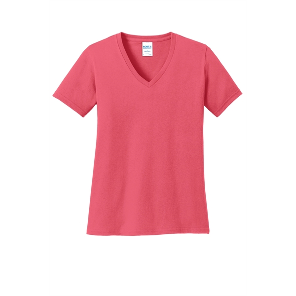 Port & Company Women's Core Cotton V-Neck Tee. - Port & Company Women's Core Cotton V-Neck Tee. - Image 73 of 135