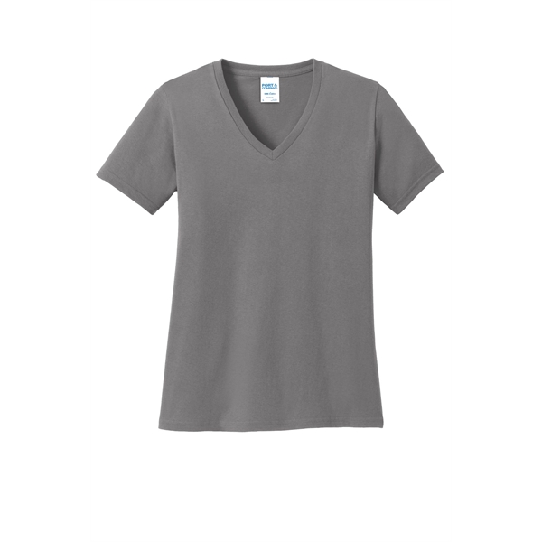 Port & Company Women's Core Cotton V-Neck Tee. - Port & Company Women's Core Cotton V-Neck Tee. - Image 77 of 135