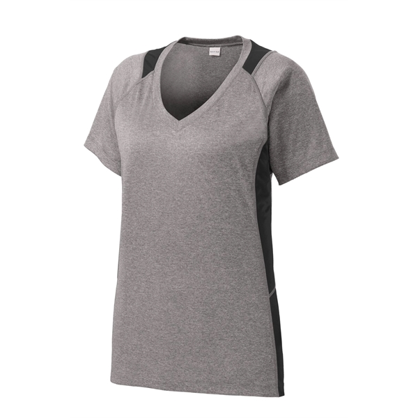 Sport-Tek Women's Heather Colorblock Contender V-Neck Tee. - Sport-Tek Women's Heather Colorblock Contender V-Neck Tee. - Image 0 of 61