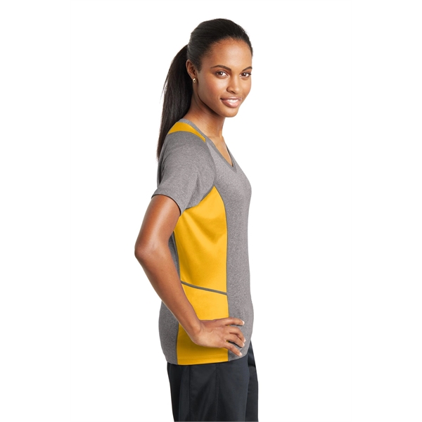 Sport-Tek Women's Heather Colorblock Contender V-Neck Tee. - Sport-Tek Women's Heather Colorblock Contender V-Neck Tee. - Image 17 of 61