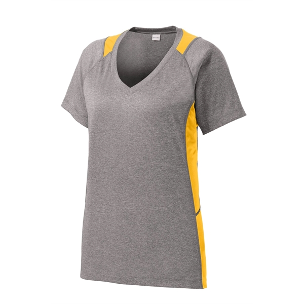 Sport-Tek Women's Heather Colorblock Contender V-Neck Tee. - Sport-Tek Women's Heather Colorblock Contender V-Neck Tee. - Image 18 of 61