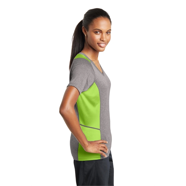 Sport-Tek Women's Heather Colorblock Contender V-Neck Tee. - Sport-Tek Women's Heather Colorblock Contender V-Neck Tee. - Image 22 of 61