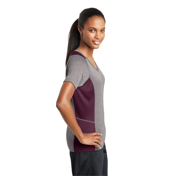 Sport-Tek Women's Heather Colorblock Contender V-Neck Tee. - Sport-Tek Women's Heather Colorblock Contender V-Neck Tee. - Image 27 of 61