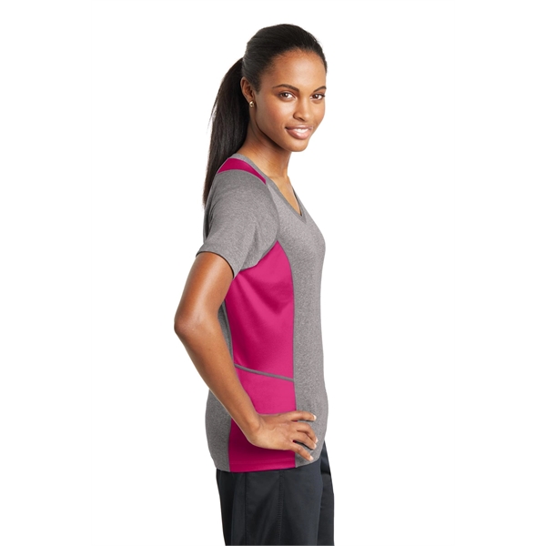 Sport-Tek Women's Heather Colorblock Contender V-Neck Tee. - Sport-Tek Women's Heather Colorblock Contender V-Neck Tee. - Image 31 of 61