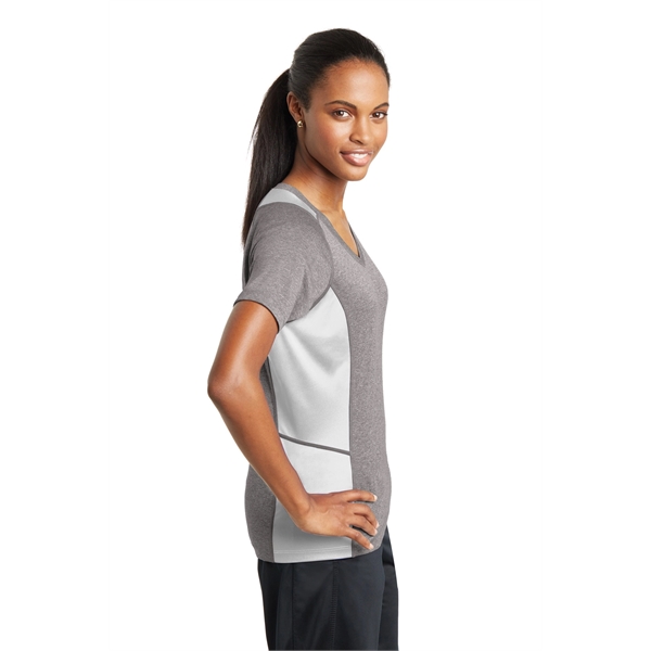 Sport-Tek Women's Heather Colorblock Contender V-Neck Tee. - Sport-Tek Women's Heather Colorblock Contender V-Neck Tee. - Image 54 of 61