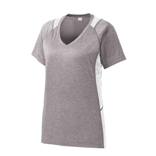 Sport-Tek Women's Heather Colorblock Contender V-Neck Tee. - Sport-Tek Women's Heather Colorblock Contender V-Neck Tee. - Image 56 of 61