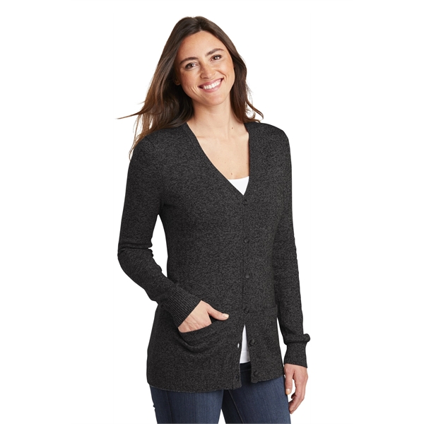 Port Authority Women's Marled Cardigan Sweater. - Port Authority Women's Marled Cardigan Sweater. - Image 8 of 15