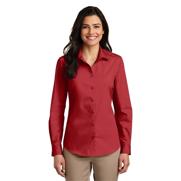 Port Authority Women's Long Sleeve Carefree Poplin Shirt. - Port Authority Women's Long Sleeve Carefree Poplin Shirt. - Image 11 of 60