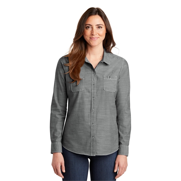 Port Authority Women's Slub Chambray Shirt. - Port Authority Women's Slub Chambray Shirt. - Image 4 of 15