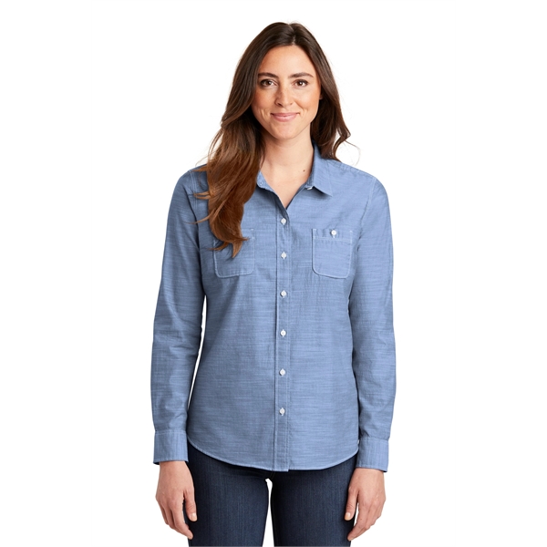 Port Authority Women's Slub Chambray Shirt. - Port Authority Women's Slub Chambray Shirt. - Image 5 of 15