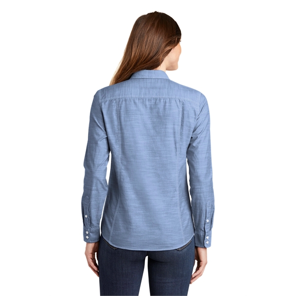 Port Authority Women's Slub Chambray Shirt. - Port Authority Women's Slub Chambray Shirt. - Image 9 of 15