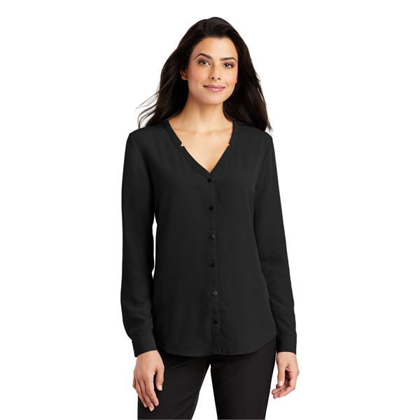 Port Authority Women's Long Sleeve Button-Front Blouse. - Port Authority Women's Long Sleeve Button-Front Blouse. - Image 18 of 25