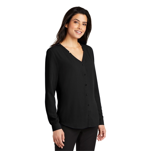 Port Authority Women's Long Sleeve Button-Front Blouse. - Port Authority Women's Long Sleeve Button-Front Blouse. - Image 3 of 25