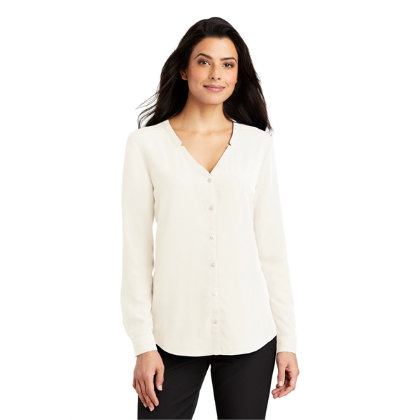 Port Authority Women's Long Sleeve Button-Front Blouse. - Port Authority Women's Long Sleeve Button-Front Blouse. - Image 19 of 25