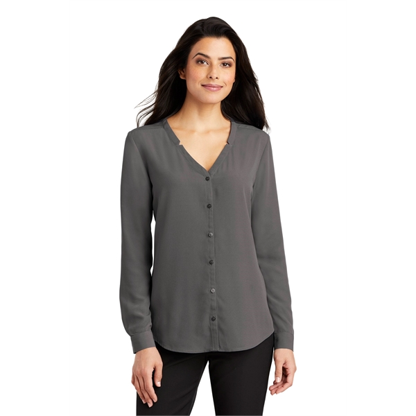 Port Authority Women's Long Sleeve Button-Front Blouse. - Port Authority Women's Long Sleeve Button-Front Blouse. - Image 20 of 25